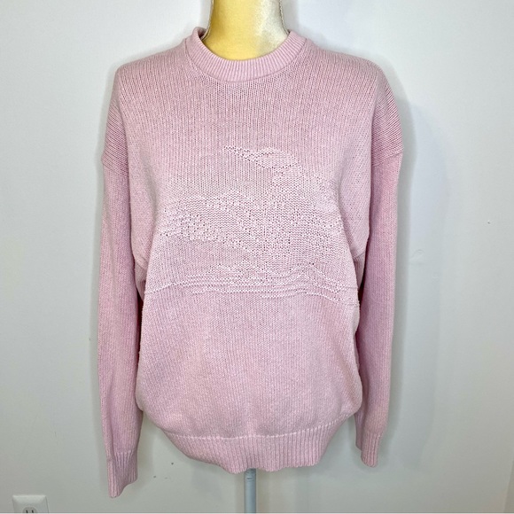 Parkhurst Sweaters - Vintage Parkhurst Duck Sweater Embossed L Baby Pink Cottagecore
